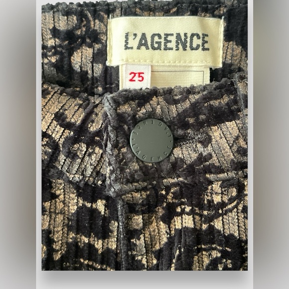 L'Agence Women's Black Gold Jyothi Velvet Split Ankle Pants Size 25 NWOT - Picture 2 of 7